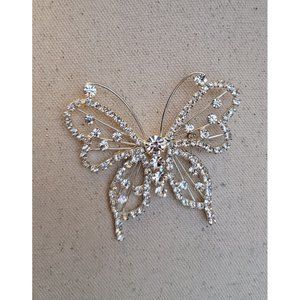 Vintage Rhinestone Large Butterfly Brooch Pin